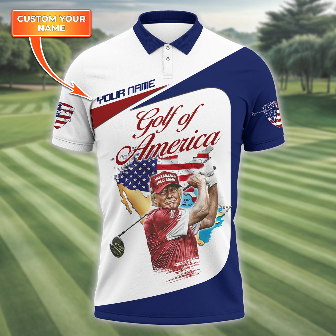 Trump Golf Of America Custom Men's Golf Polo Shirt, Golfing Apparel, Gift For Golfers