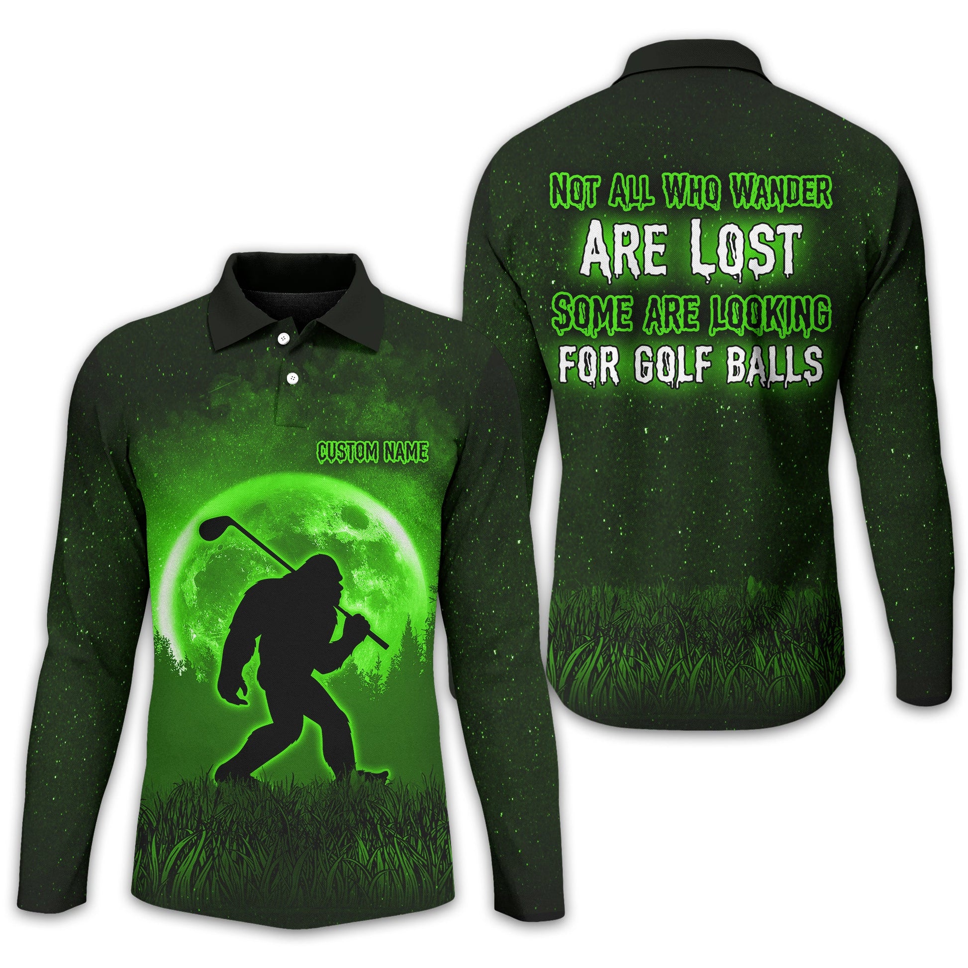 Not All Who Wander Are Lost Bigfoot Custom Golf Shirt, Personalized Golf Shirt, Funny Golf Polo Shirt