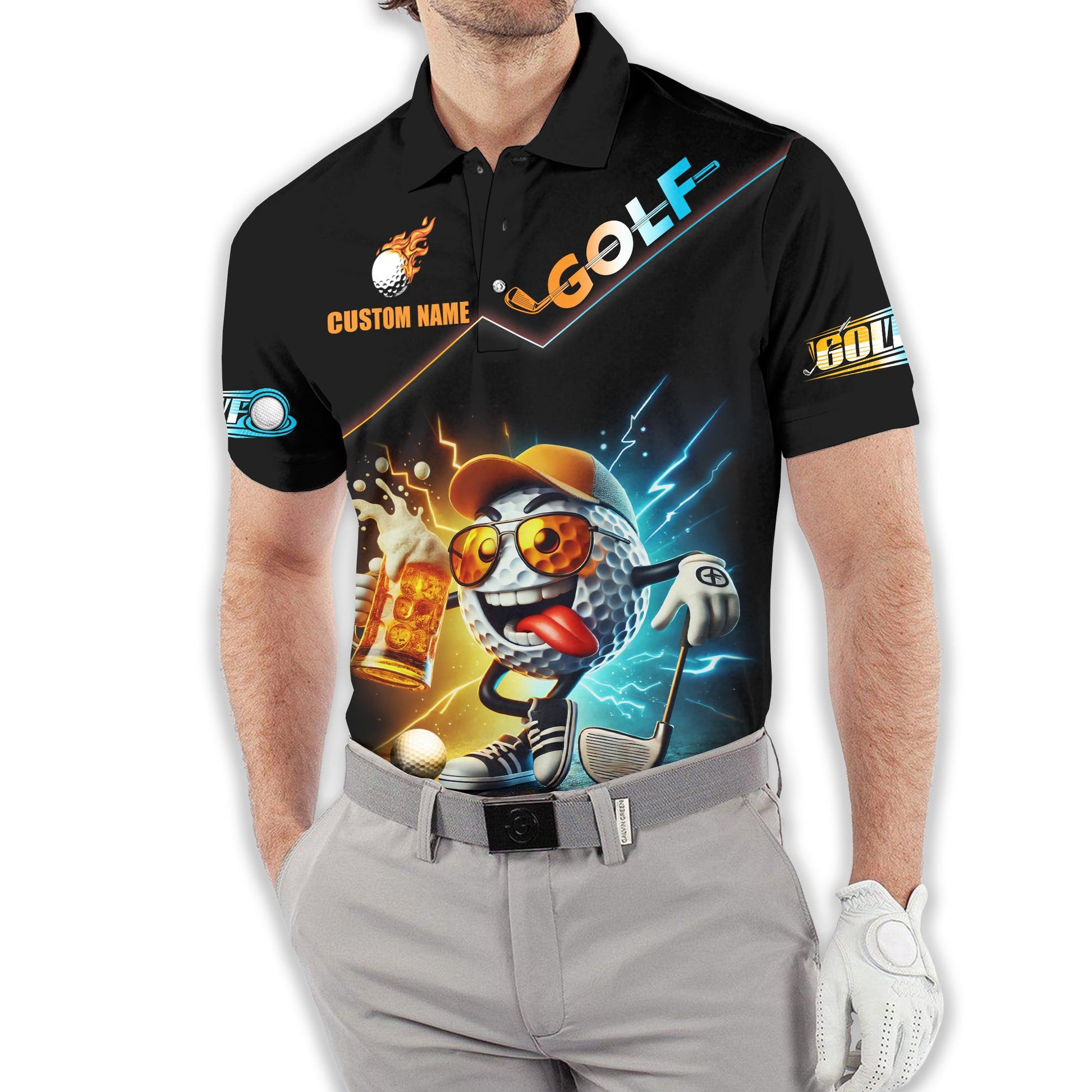 Custom Men's Golf Polo Shirt, Golfing Apparel, Funny Beer Golf Shirt, Gift For Golfers