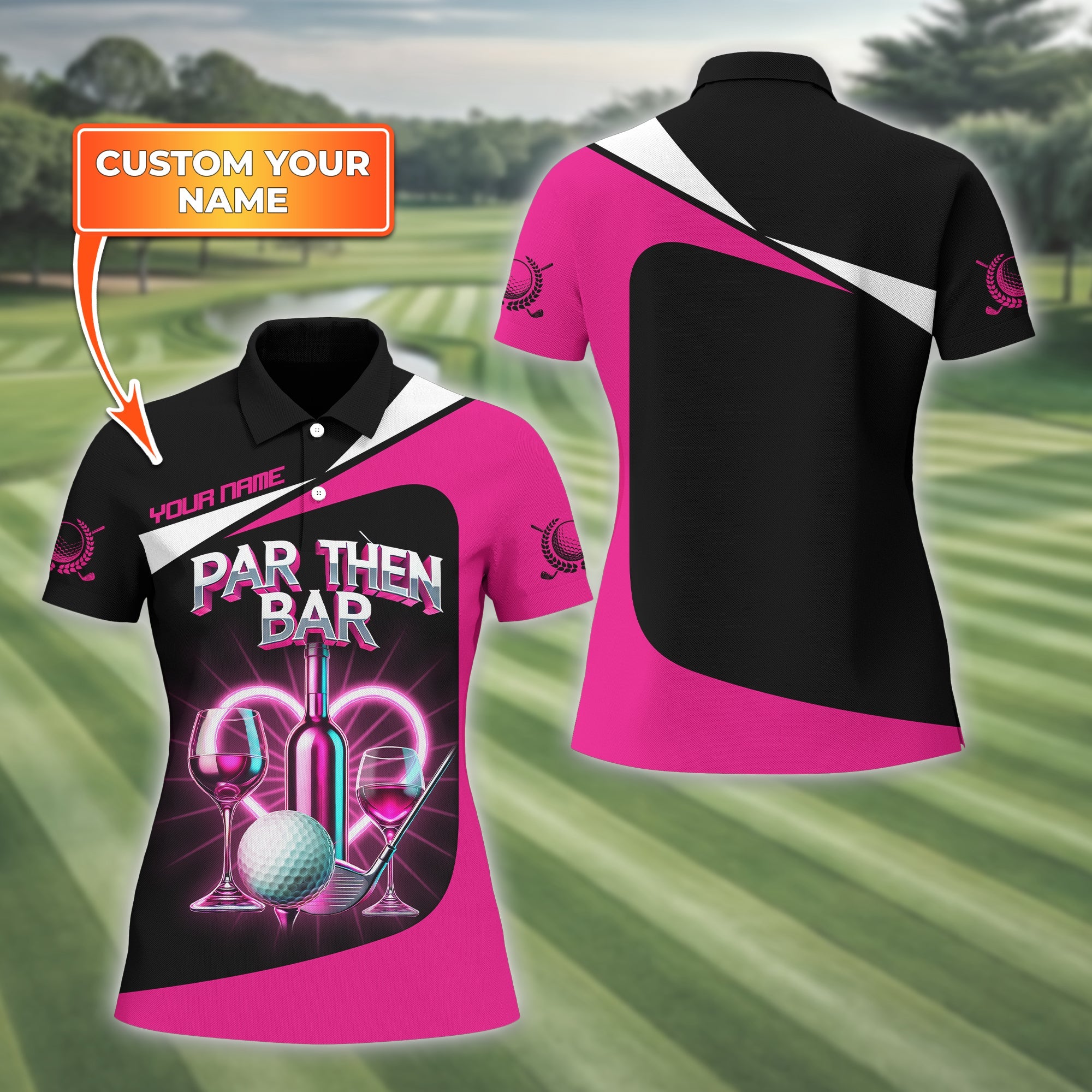 Par Then Bar Custom Womens Golf Polo Shirt, Golfing Apparel, Womens Golf Gifts