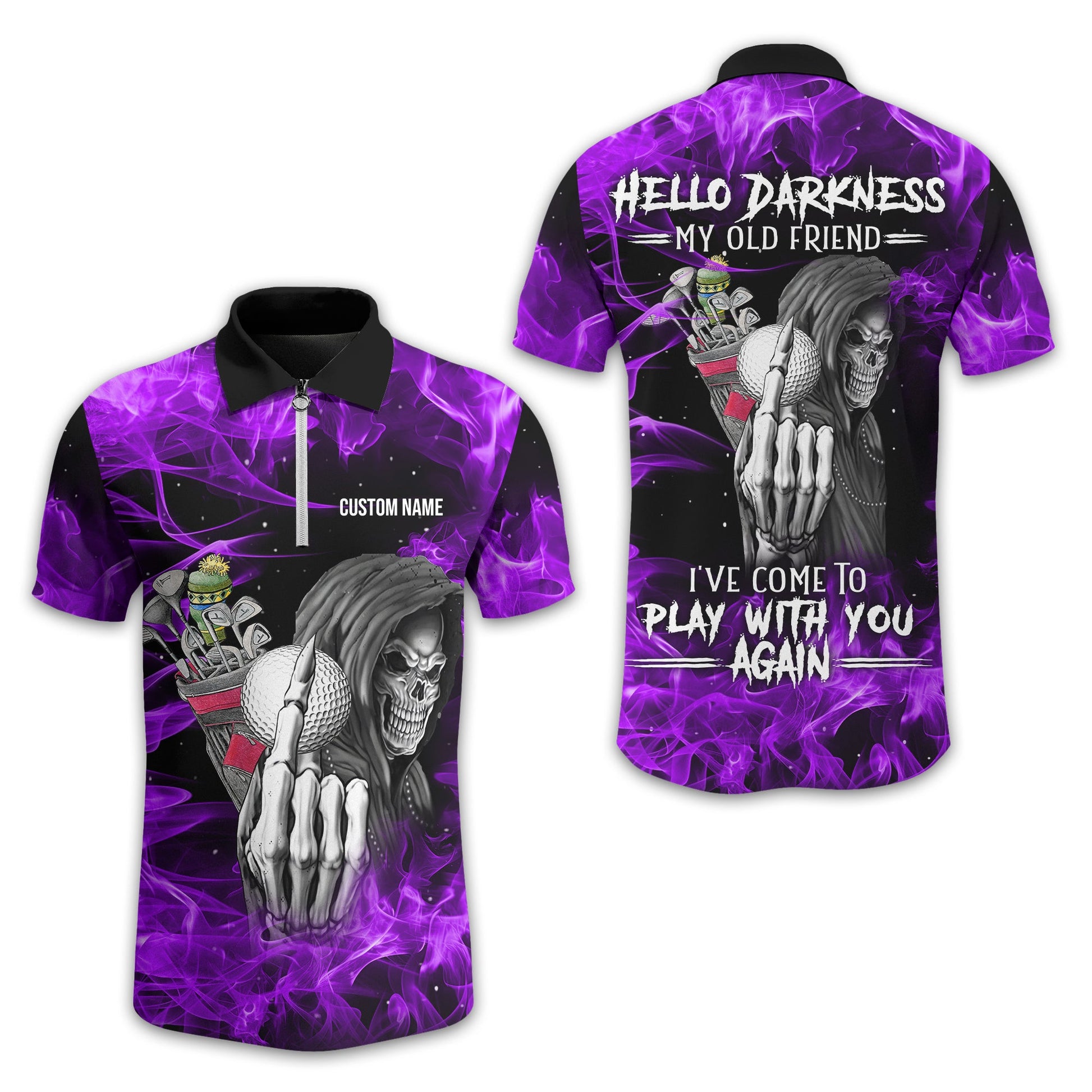 Hello Darkness My Old Friend Personalized Golf Polo Shirt, Golf Shirt For Men, Gift For Golfers