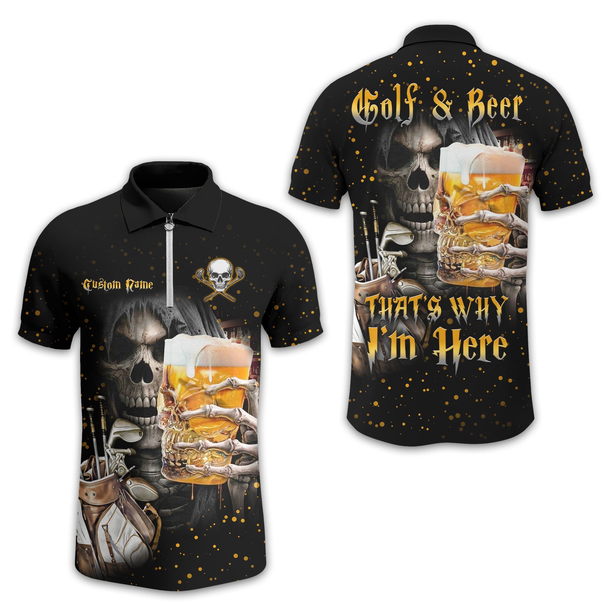 Golf And Beer Personalized Polo Golf Shirt, Gift For Golfers, Golf Gift Ideas