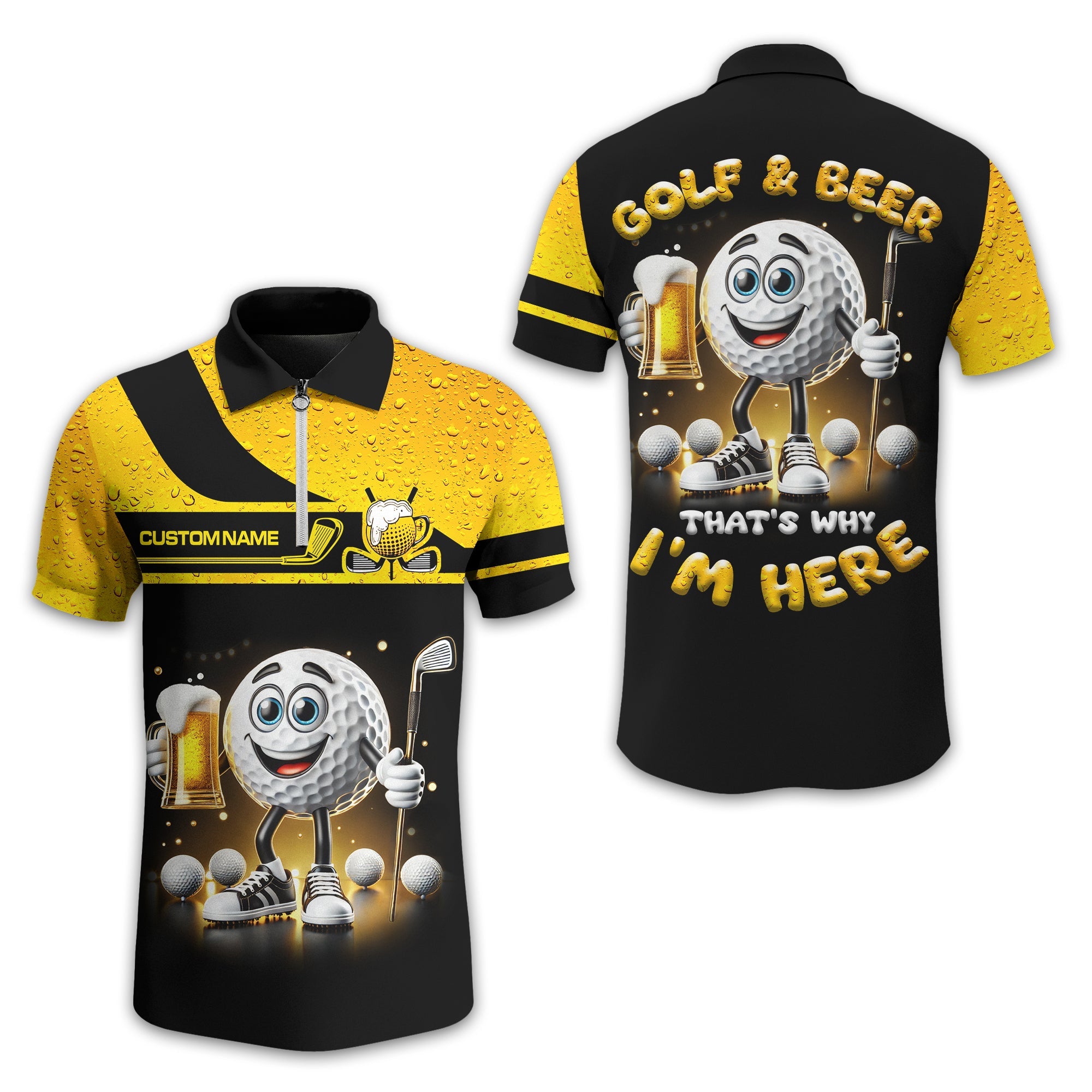 Golf And Beer Personalized Golf Polo Shirt, Golf Shirt, Gift For Golfers
