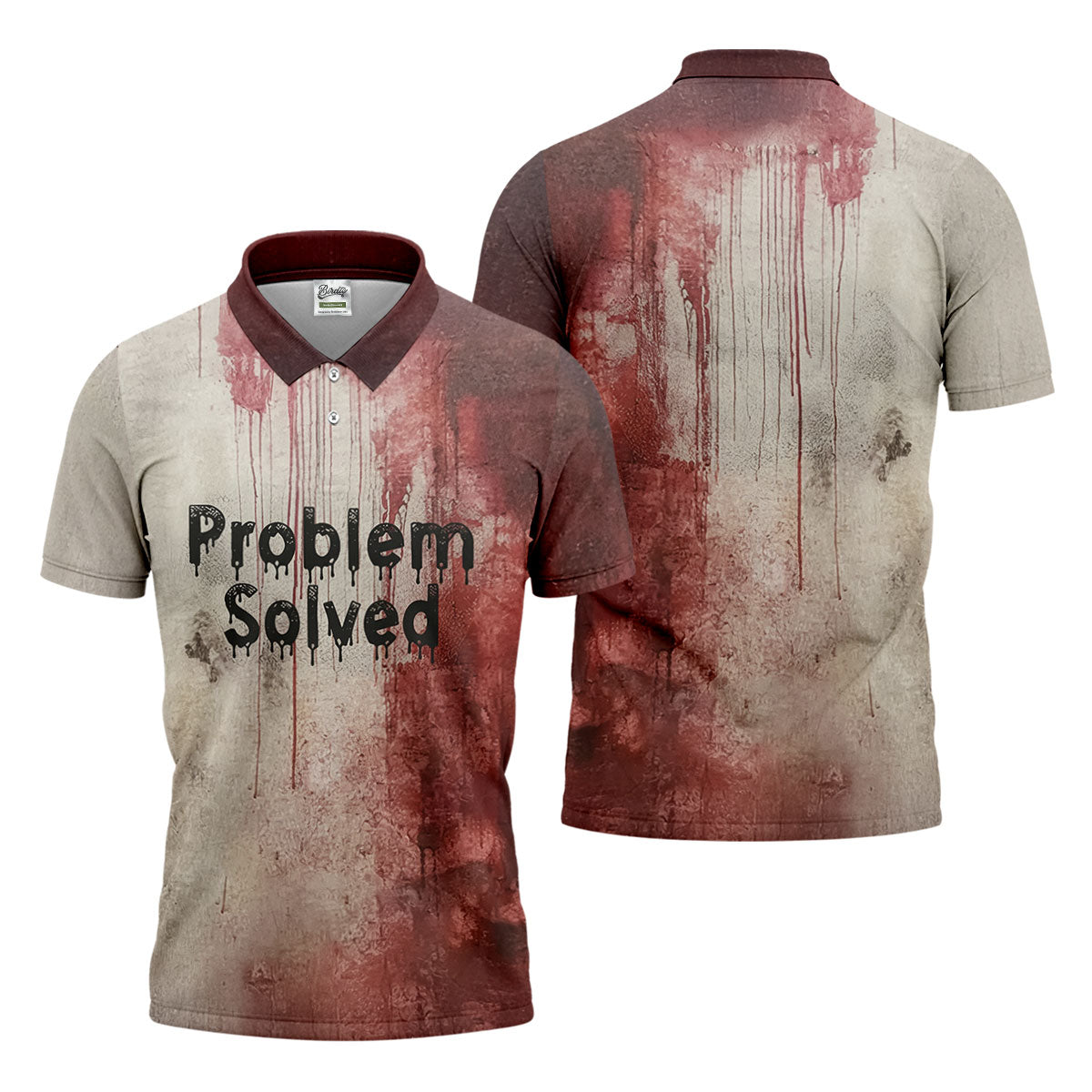Bloody Problem Solved Men's Golf Shirts, Halloween Golf Shirt, Halloween Theme Shirts, Fun Golf Shirts For Mens