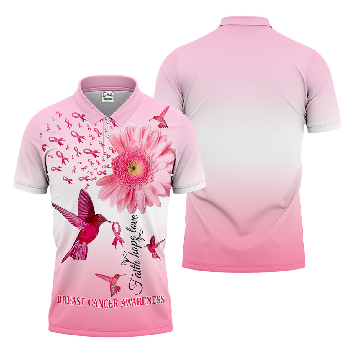 Faith Hope Love Breast Cancer Men's Golf Shirt, Breast Cancer Awareness Shirt, Pink Golf Shirt, Golf Shirts For Men