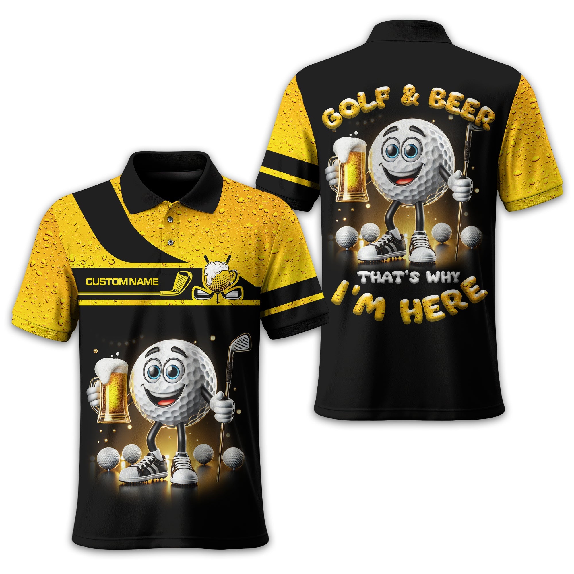 Golf And Beer Personalized Golf Polo Shirt, Golf Shirt, Gift For Golfers