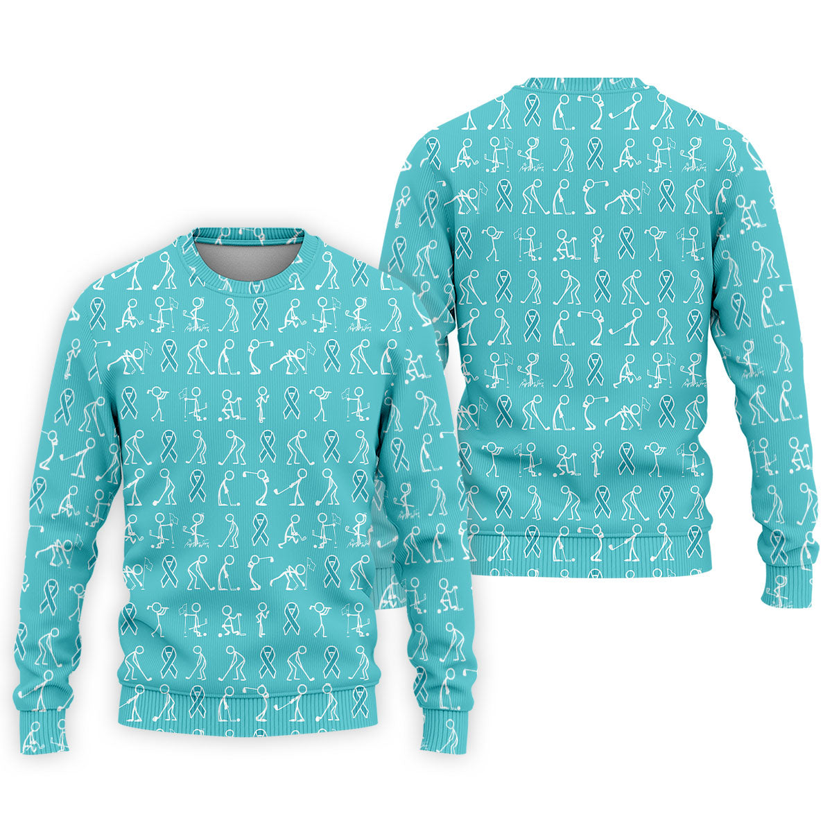 Funny Stick Figure Men's Golf Shirt, Ovarian Cancer Awareness Shirt, Ovarian Cancer Support Shirt, Men Golf Gift