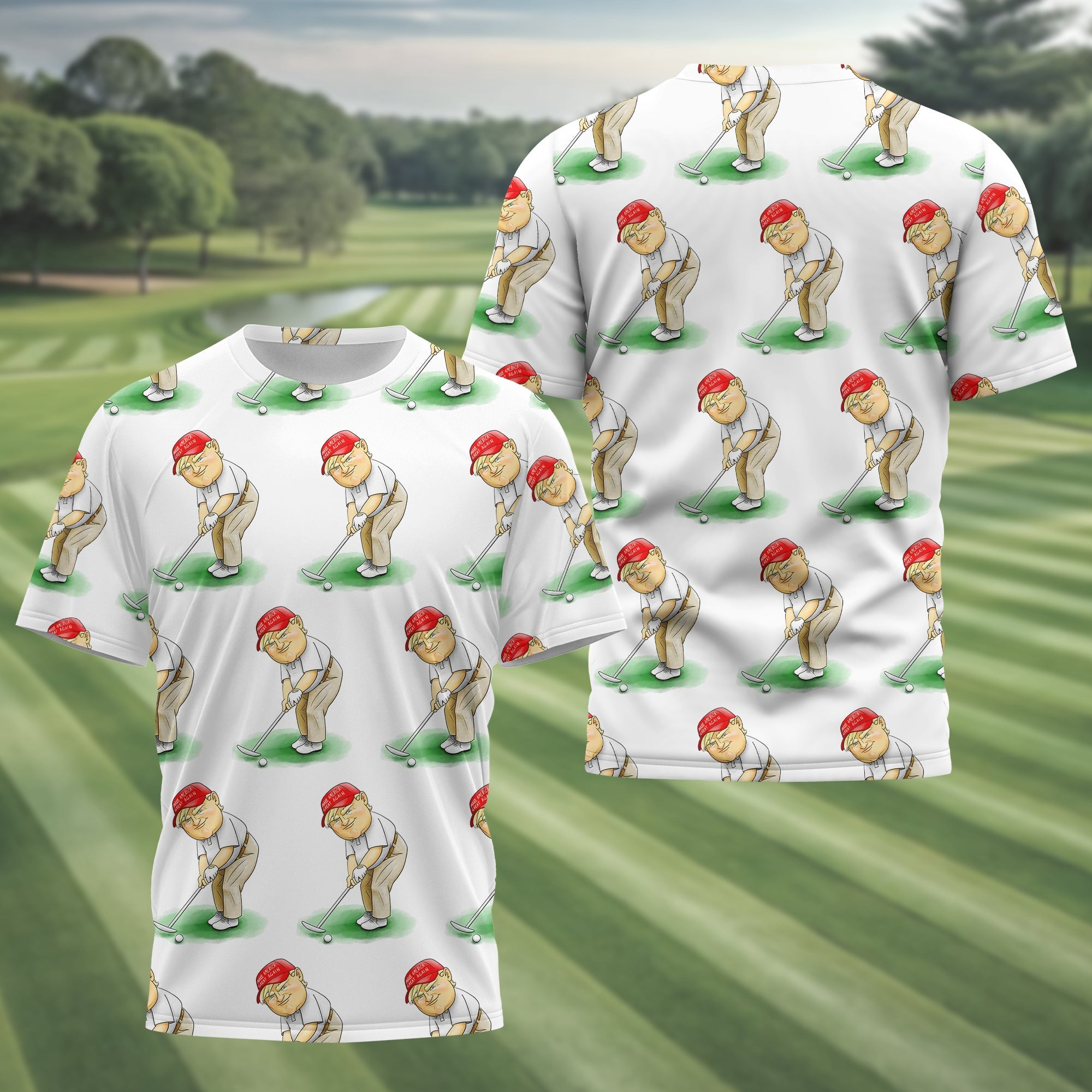 Trump Presidential Men's Golf Polo Shirt, Funny Golf Shirt, Gift For Golfers