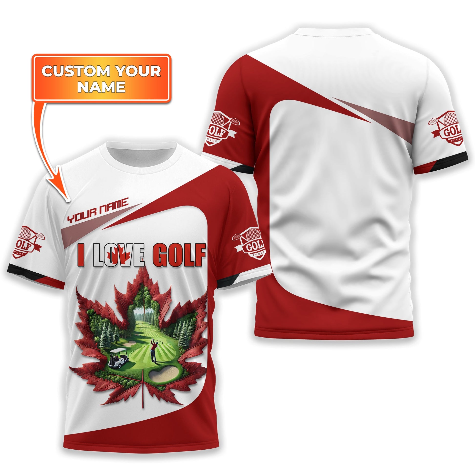Canadian Maple Leaf Men's Golf Polo Shirt, Golfing Apparel, Golf Gifts For Men