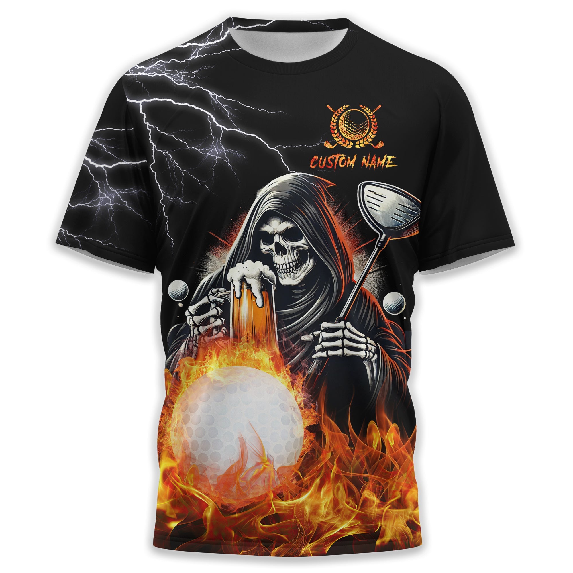 Golf And Beer That's Why I'm Here Custom Skull Golf Polo Shirt, Gift For Golfers, Golf Gift For Men