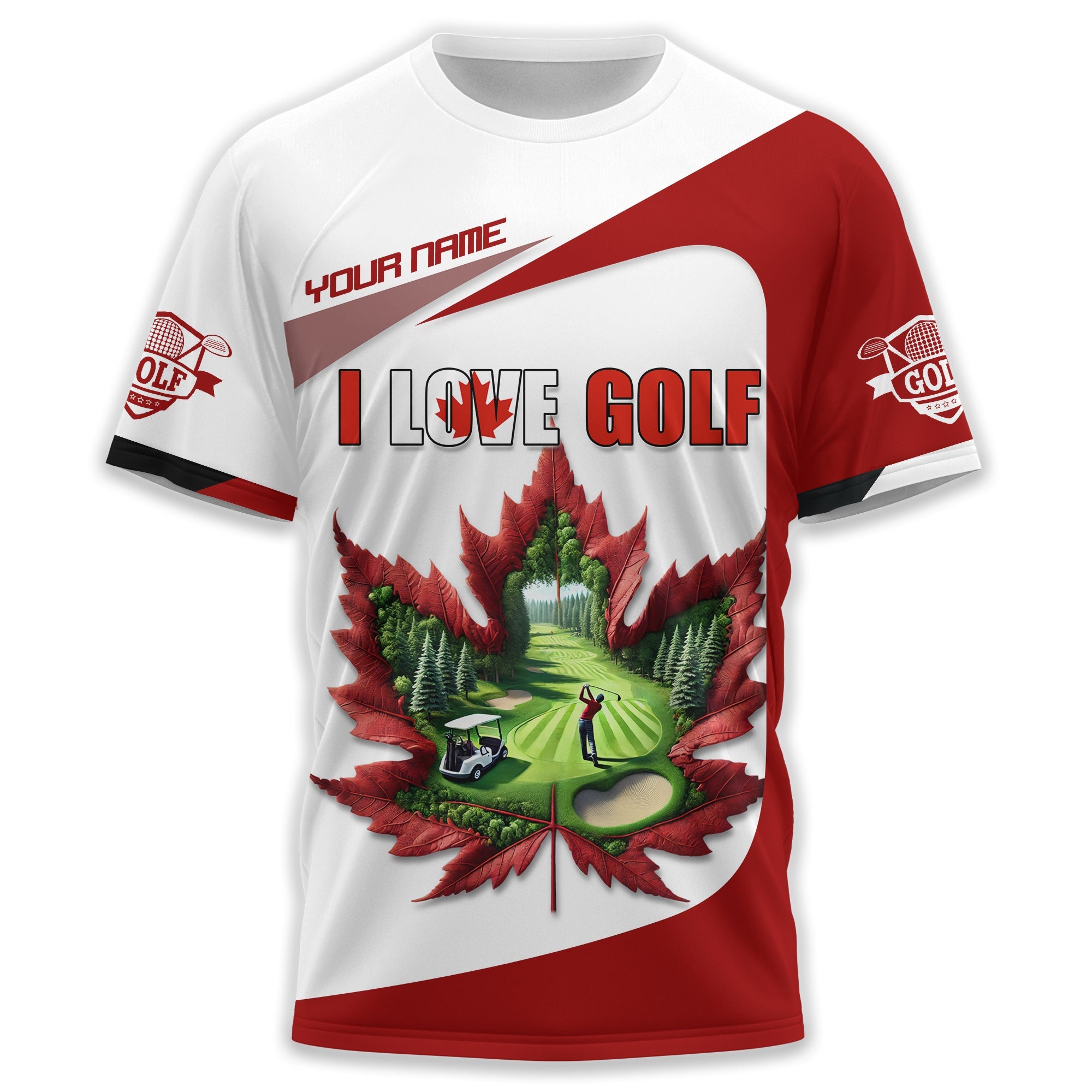 Canadian Maple Leaf Men's Golf Polo Shirt, Golfing Apparel, Golf Gifts For Men