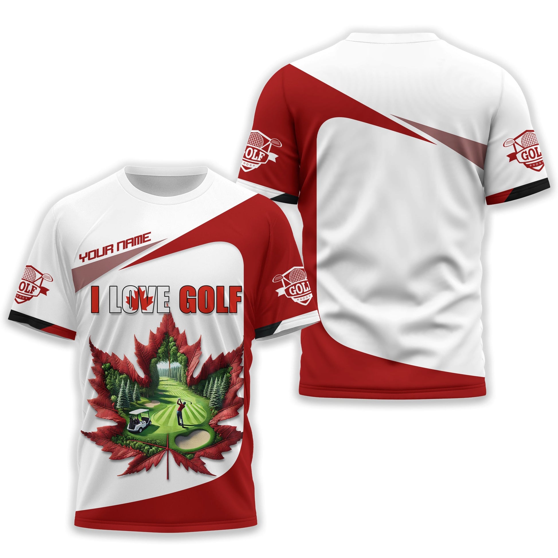 Canadian Maple Leaf Men's Golf Polo Shirt, Golfing Apparel, Golf Gifts For Men