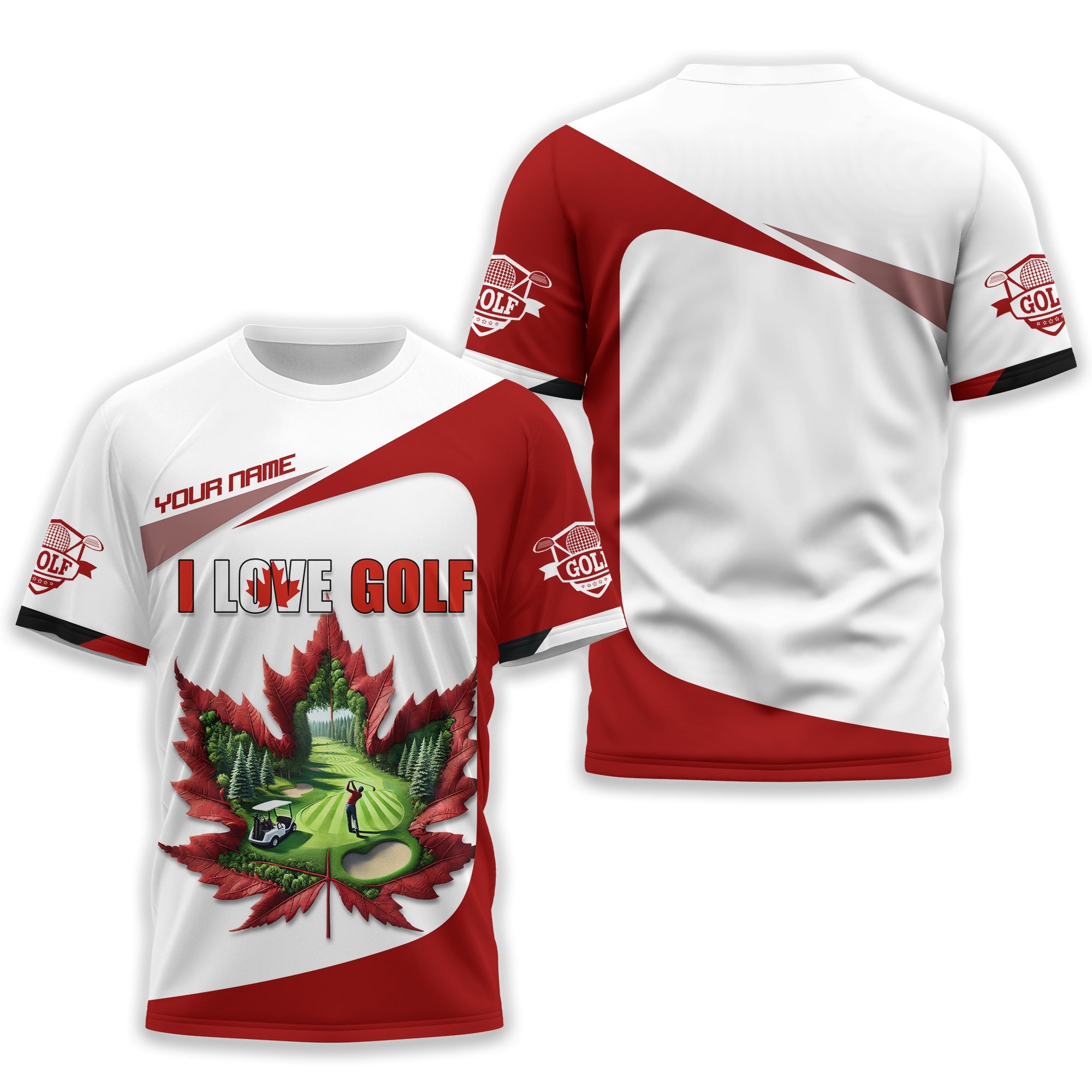 Canadian Maple Leaf Men's Golf Polo Shirt, Golfing Apparel, Golf Gifts For Men