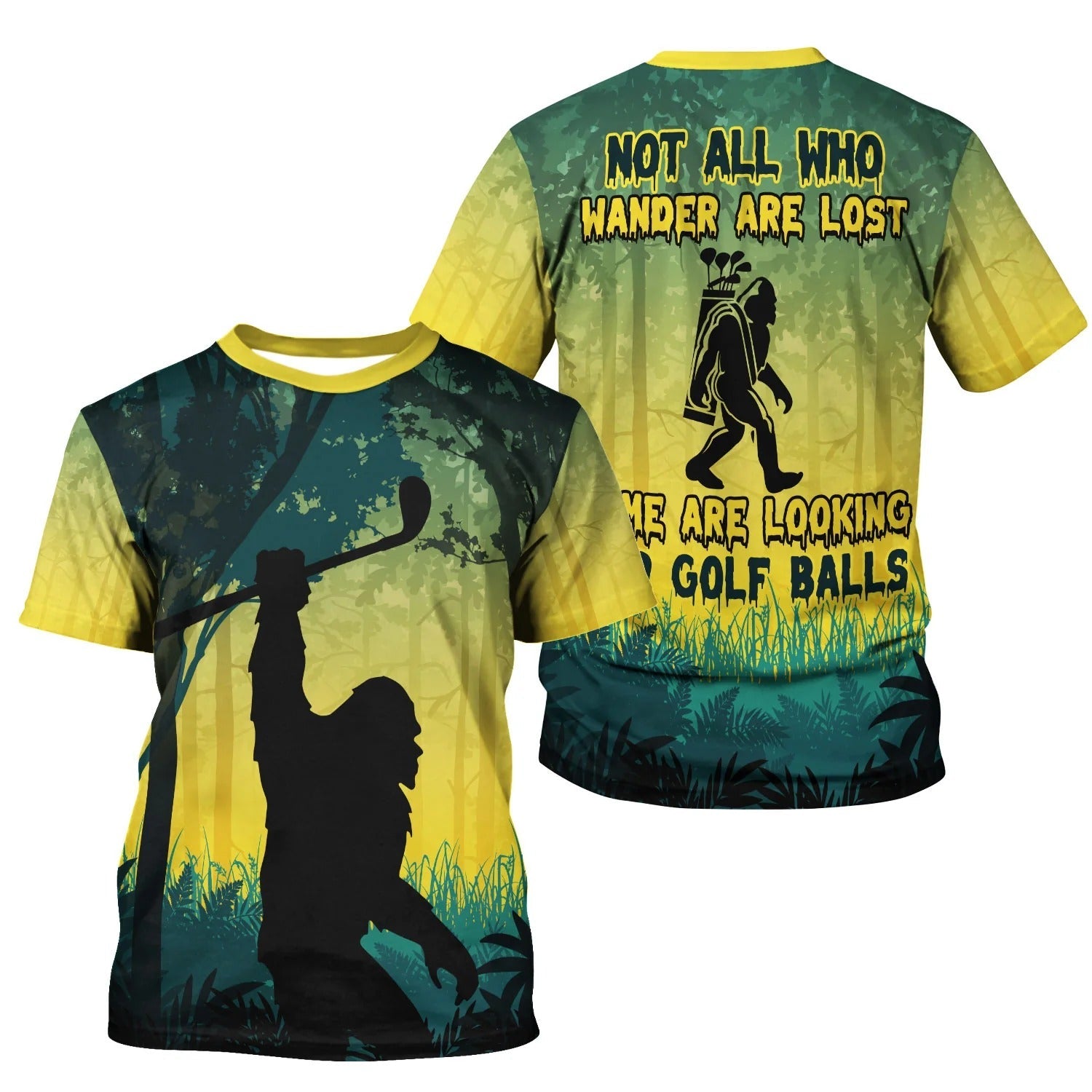 Not All Who Wander Are Lost Bigfoot Women's Golf Polo Shirt, Funny Golf Shirt, Fun Golf Shirt For Women