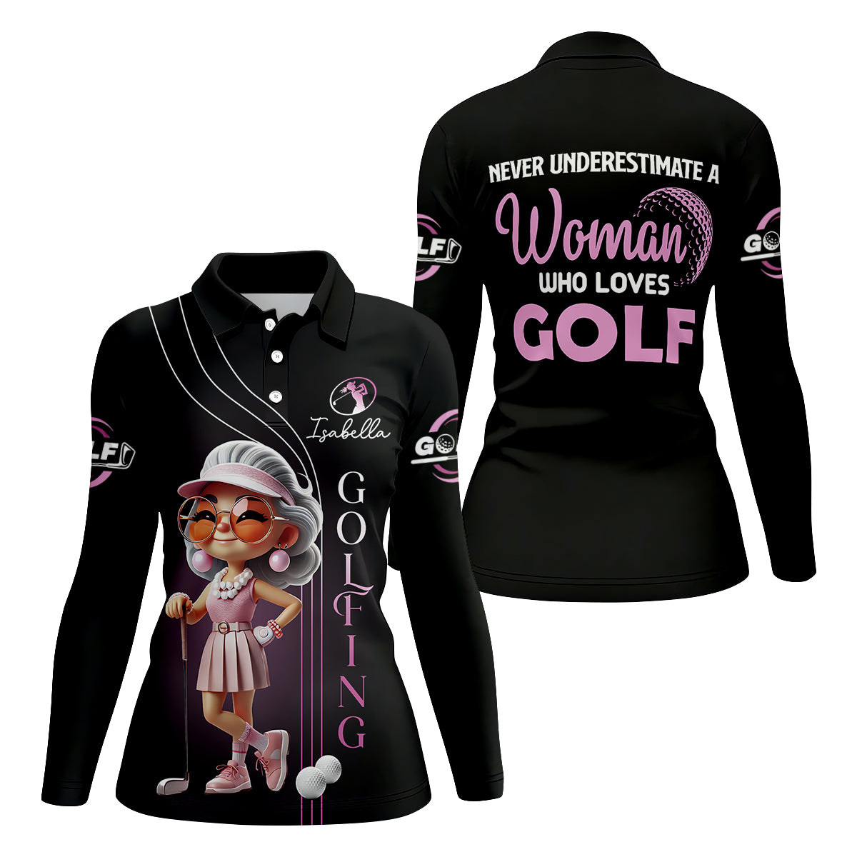 Never Underestimate A Woman Who Loves Golf Custom Womens Golf Polo Shirt, Womens Golf Gifts