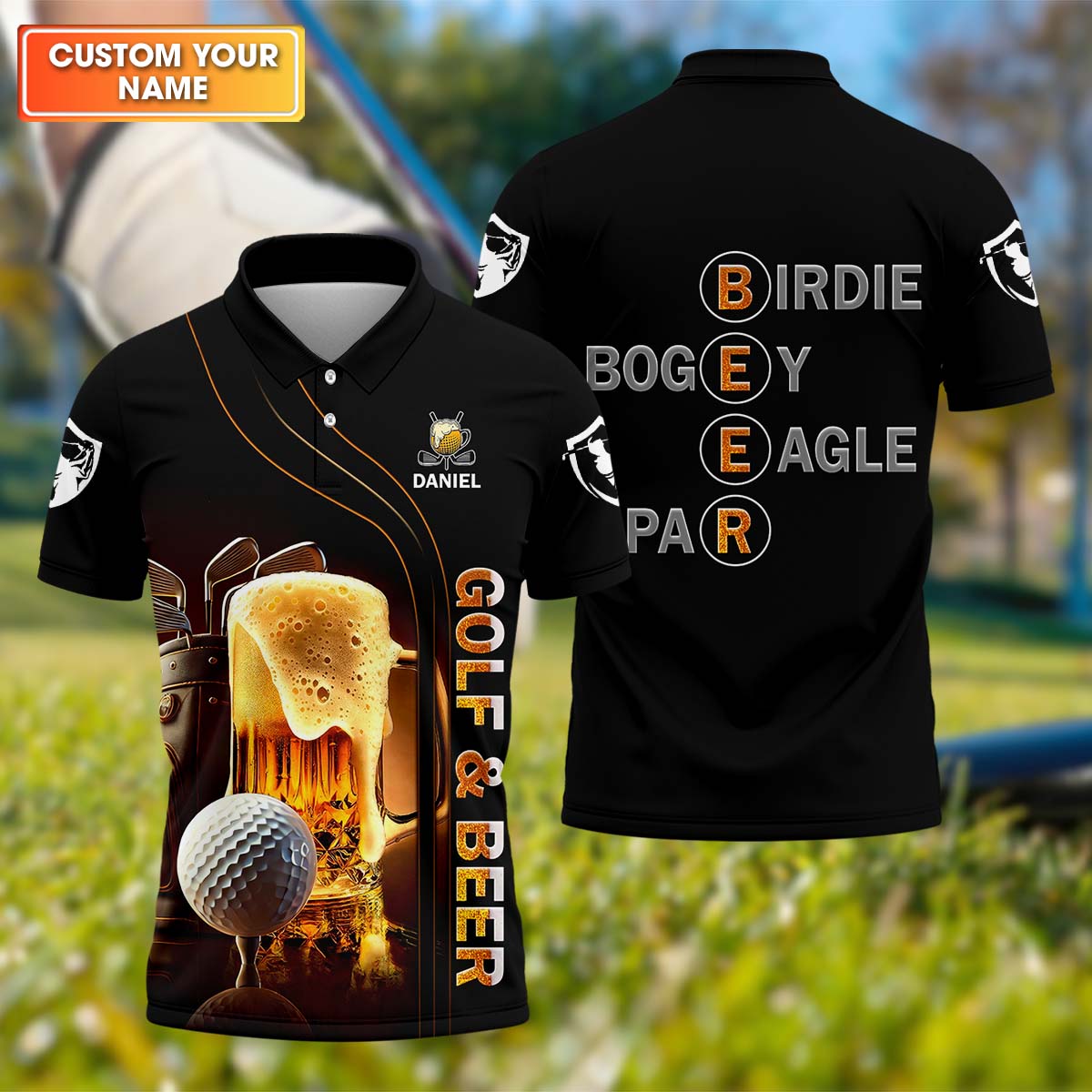 Golf And Beer Custom Men's Golf Polo Shirt,US Patriotic Pride Men's Golf Polo Shirt, Patriotic Golf Shirt, USA Golf Shirt