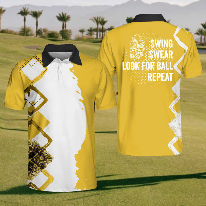 Swing, Swear, Looking For The Ball Men’s Golf Polo Shirt, Mens Goft Gift, Gift For Golf Lovers