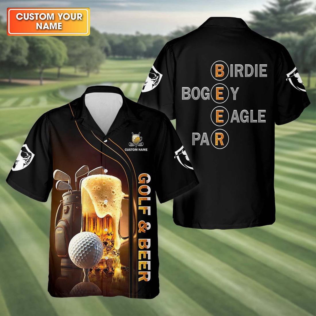 Golf And Beer Men's Golf Shirt, Golf Hawaiian Shirt, Beer Golf Shirt, Fun Golf Shirts For Men, Golf Gifts For Men