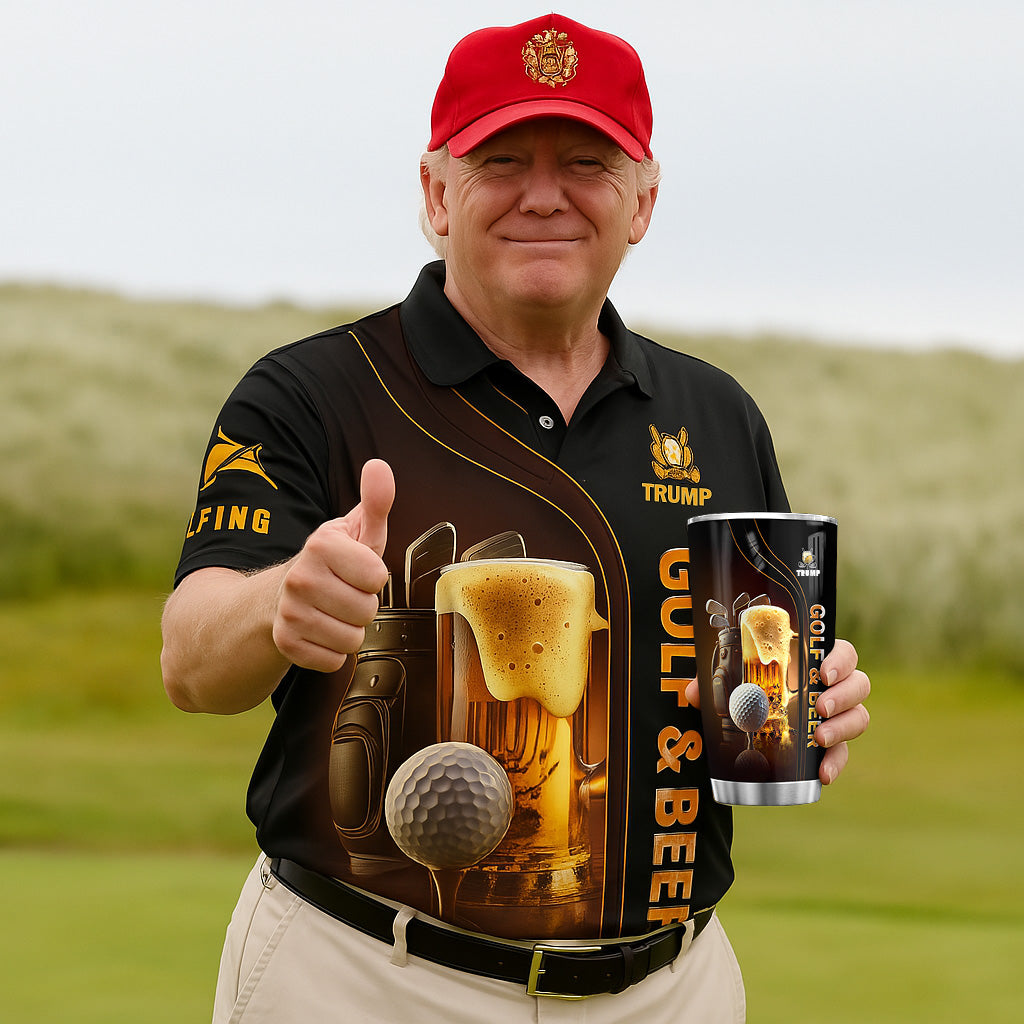 Golf And Beer Custom Men's Golf Polo Shirt,US Patriotic Pride Men's Golf Polo Shirt, Patriotic Golf Shirt, USA Golf Shirt