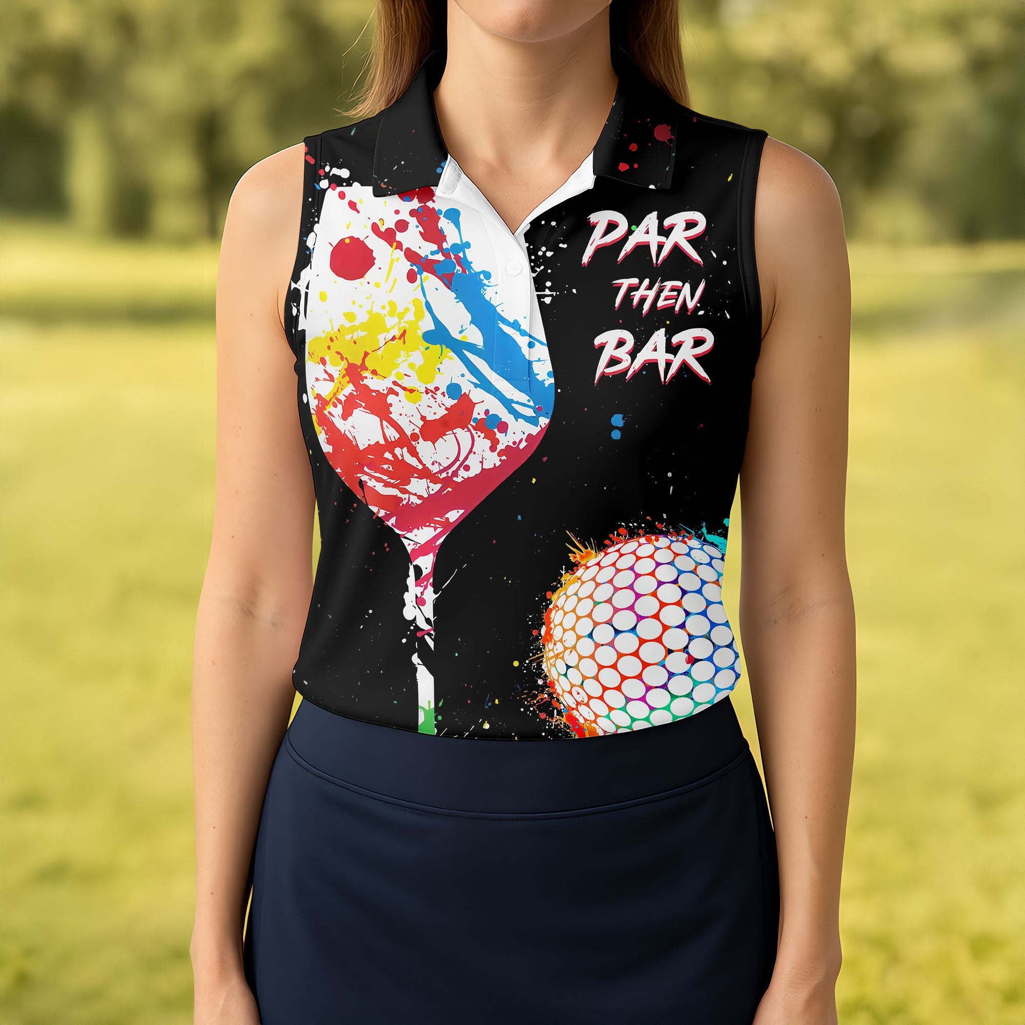 Par Then Bar Sleeveless Womens Golf Shirts, Fun Womens Golf Shirts, Ladies Long Sleeve Golf Shirts