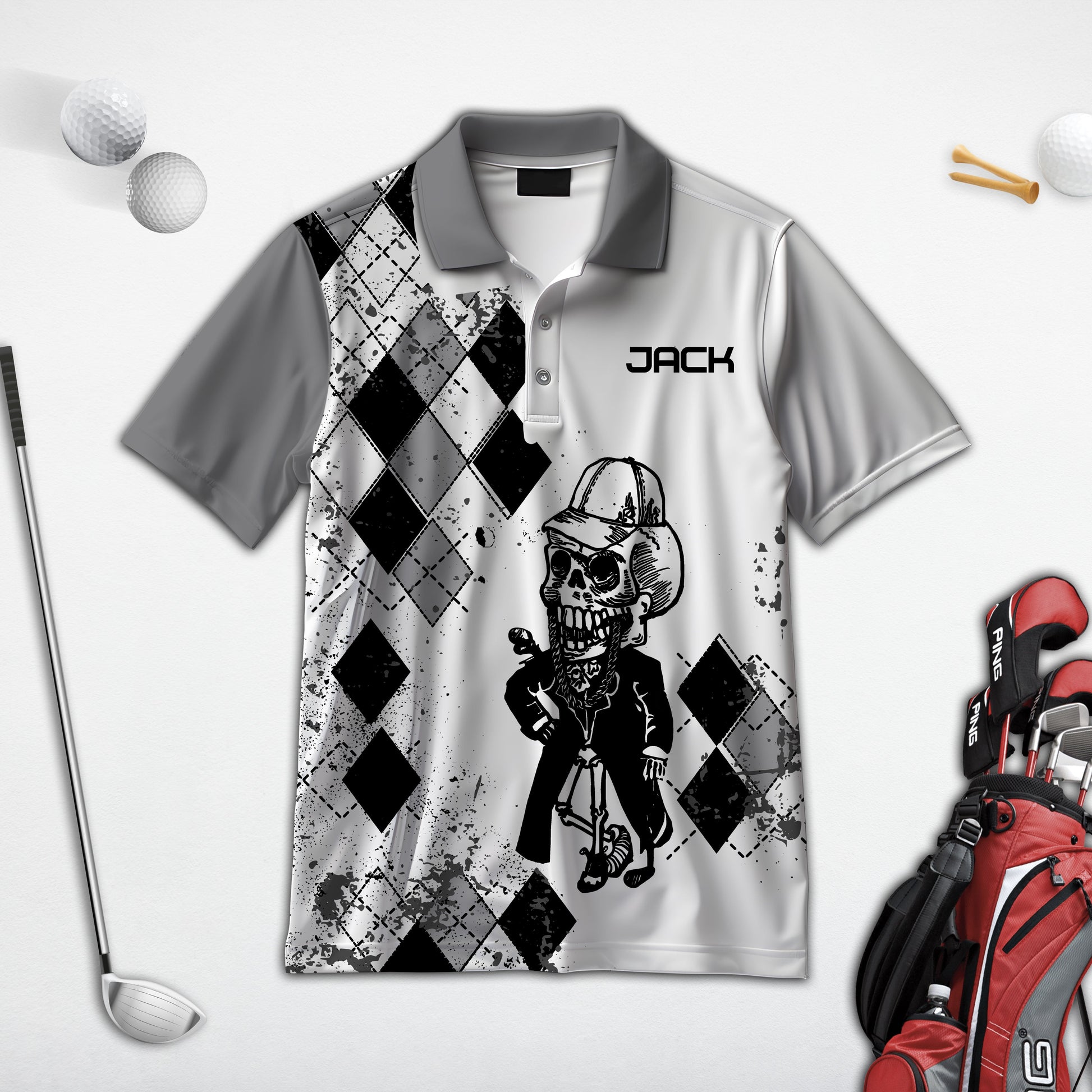 Some Grandpas Take Naps Skeleton Personalized 3D Golf Polo Shirt, Golf Shirt, Gift For Golfers