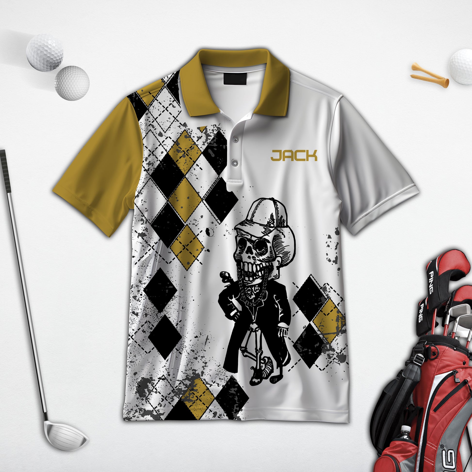 Some Grandpas Take Naps Skeleton Personalized 3D Golf Polo Shirt, Golf Shirt, Gift For Golfers