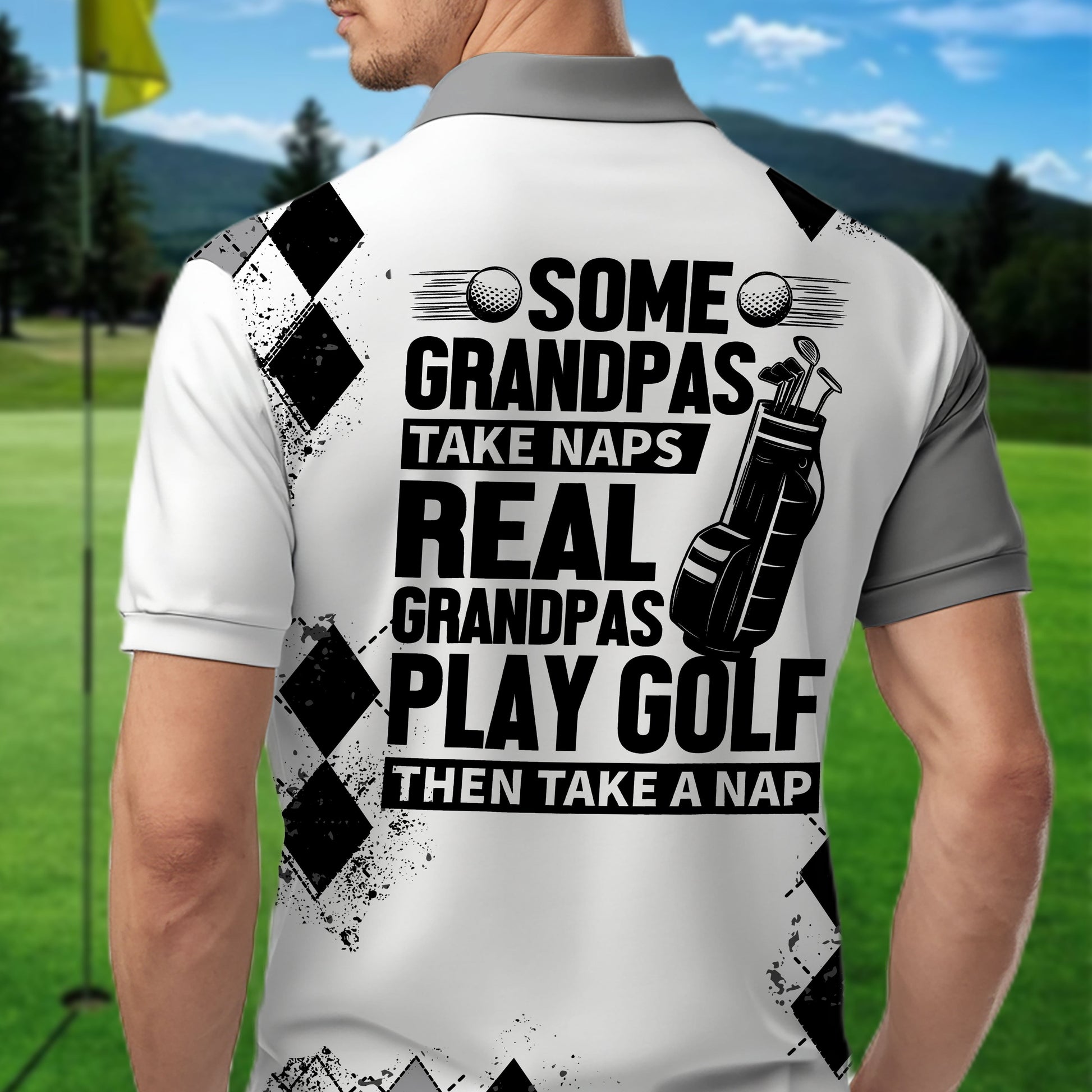 Some Grandpas Take Naps Skeleton Personalized 3D Golf Polo Shirt, Golf Shirt, Gift For Golfers