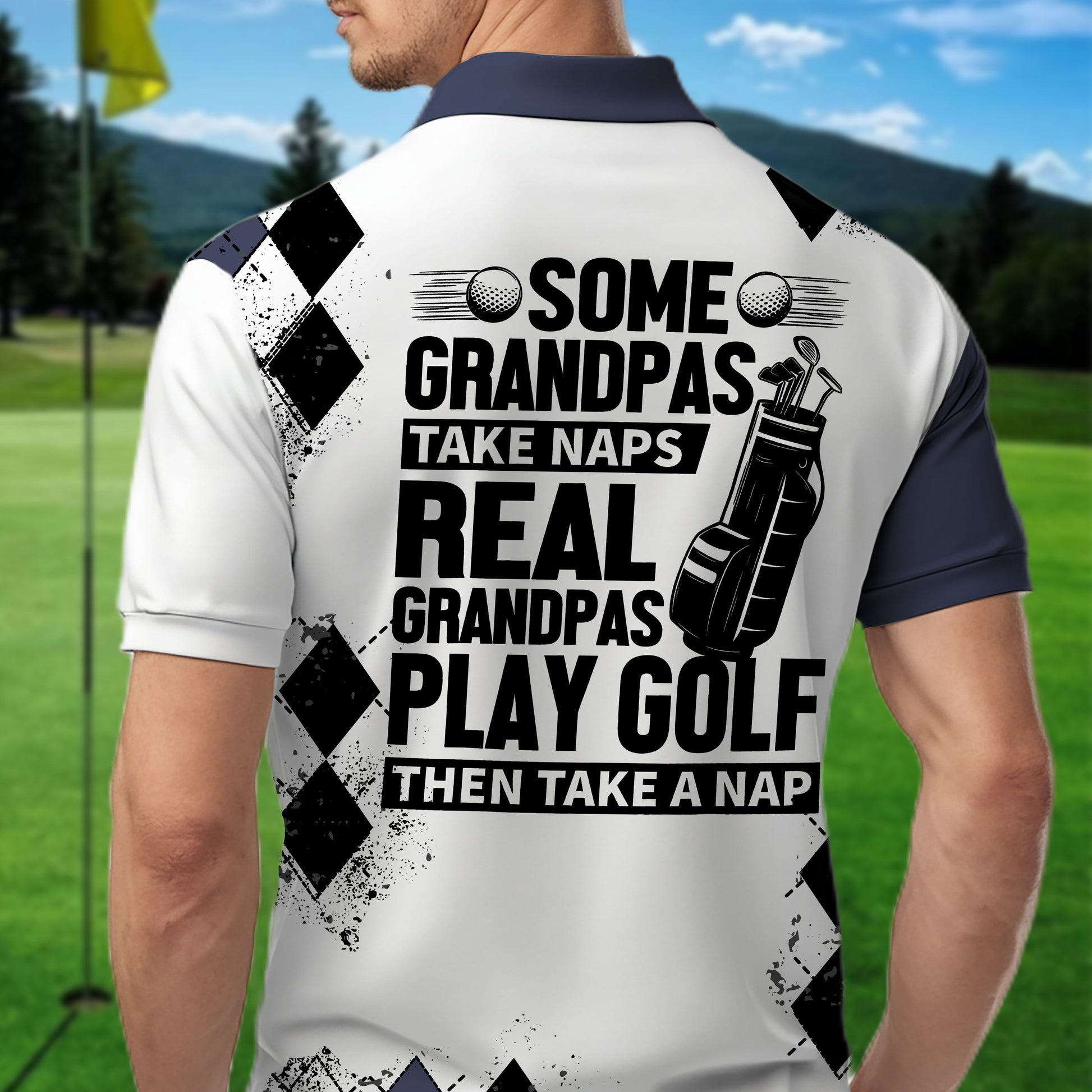 Some Grandpas Take Naps Skeleton Personalized 3D Golf Polo Shirt, Golf Shirt, Gift For Golfers