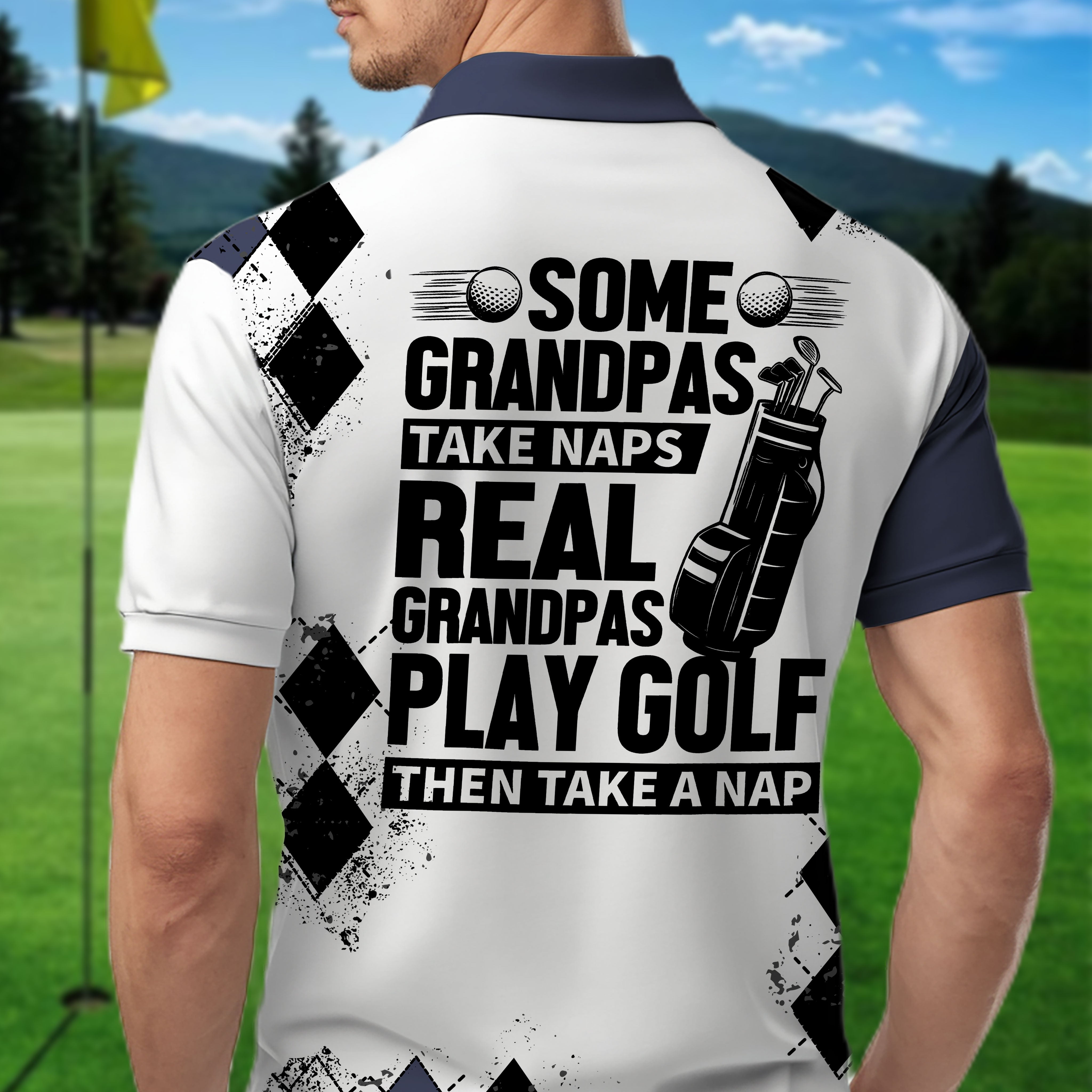 Some Grandpas Take Naps Skeleton Personalized 3D Golf Polo Shirt, Golf Shirt, Gift For Golfers