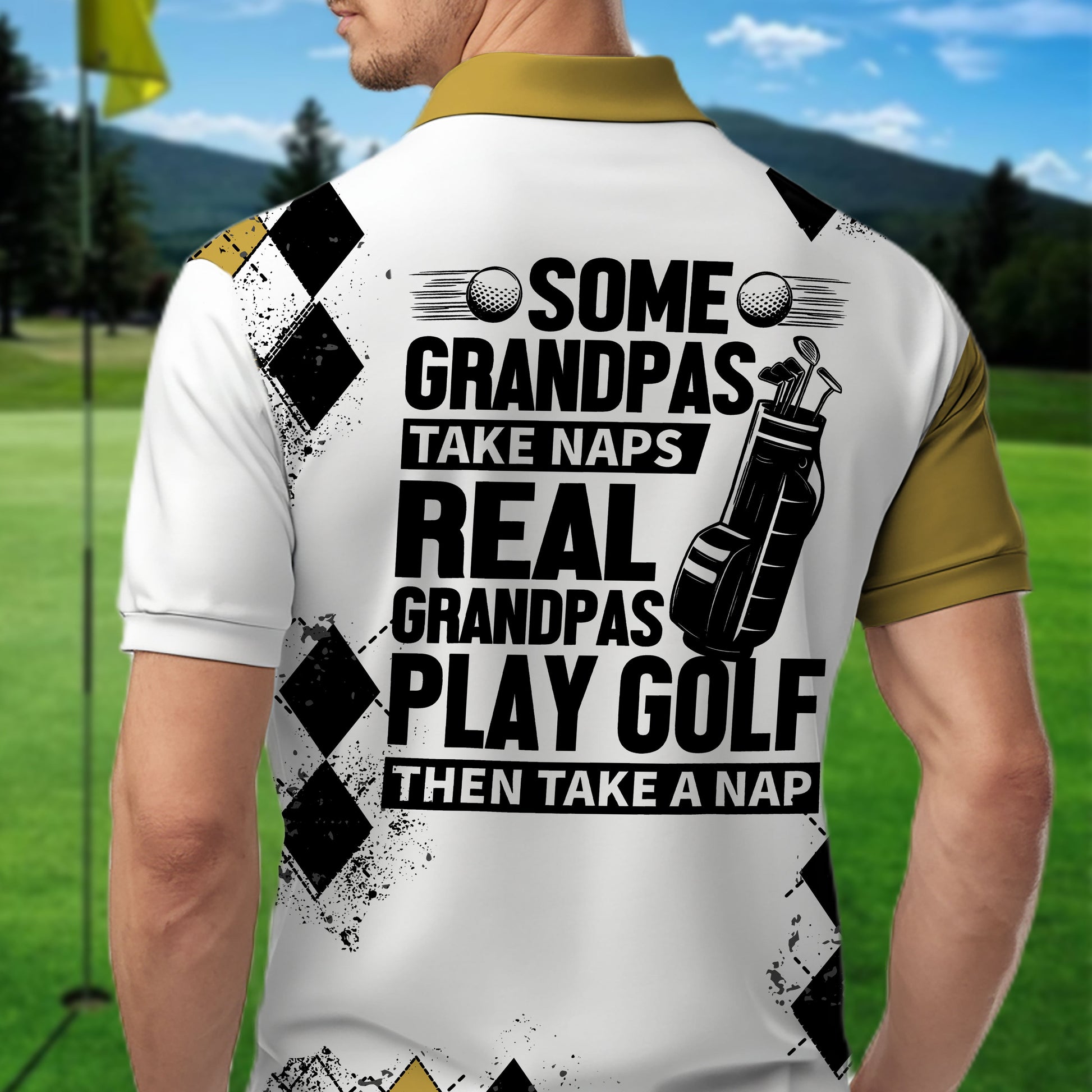 Some Grandpas Take Naps Skeleton Personalized 3D Golf Polo Shirt, Golf Shirt, Gift For Golfers