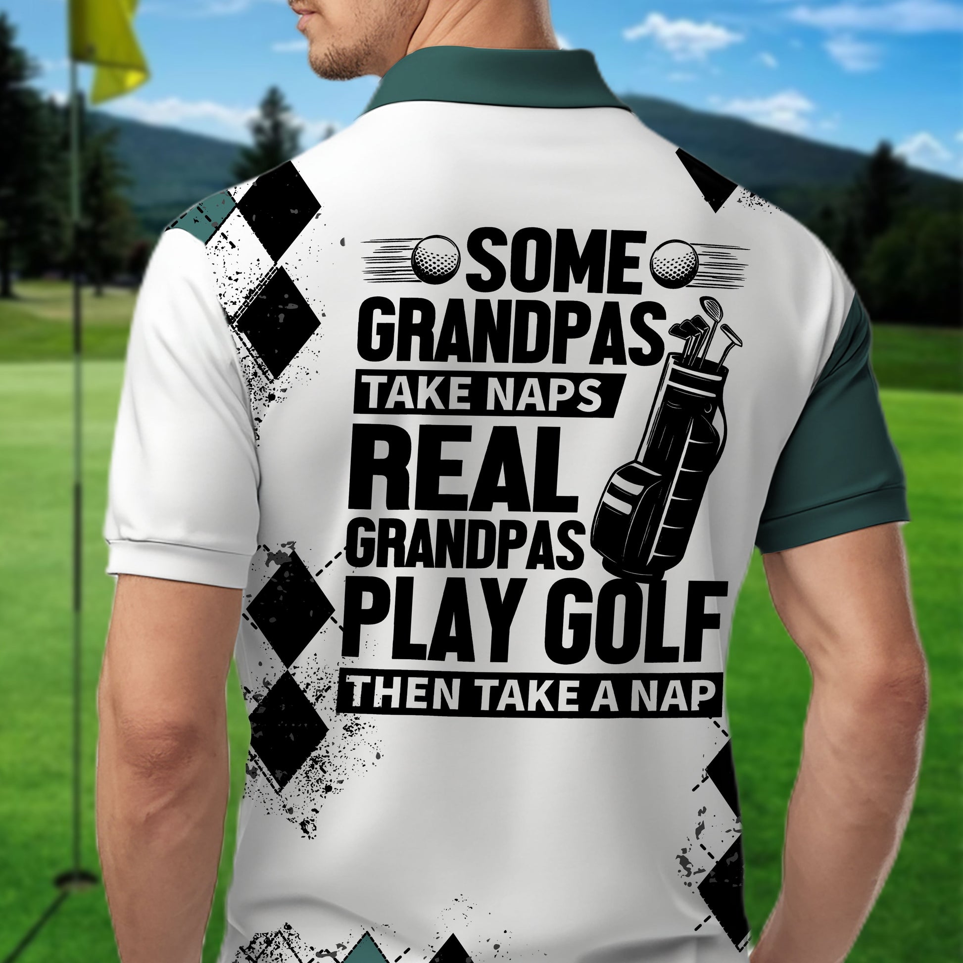 Some Grandpas Take Naps Skeleton Personalized 3D Golf Polo Shirt, Golf Shirt, Gift For Golfers