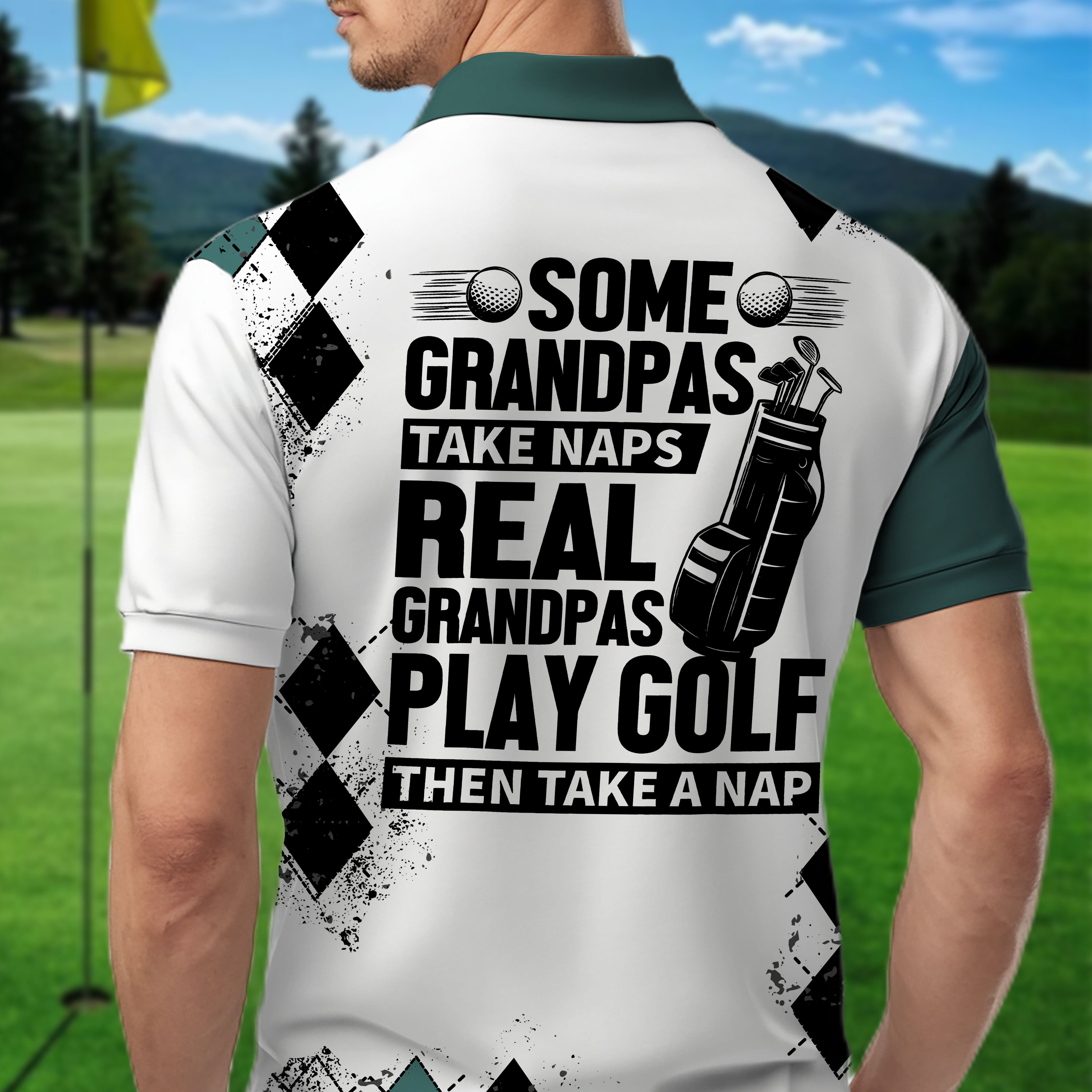 Some Grandpas Take Naps Skeleton Personalized 3D Golf Polo Shirt, Golf Shirt, Gift For Golfers