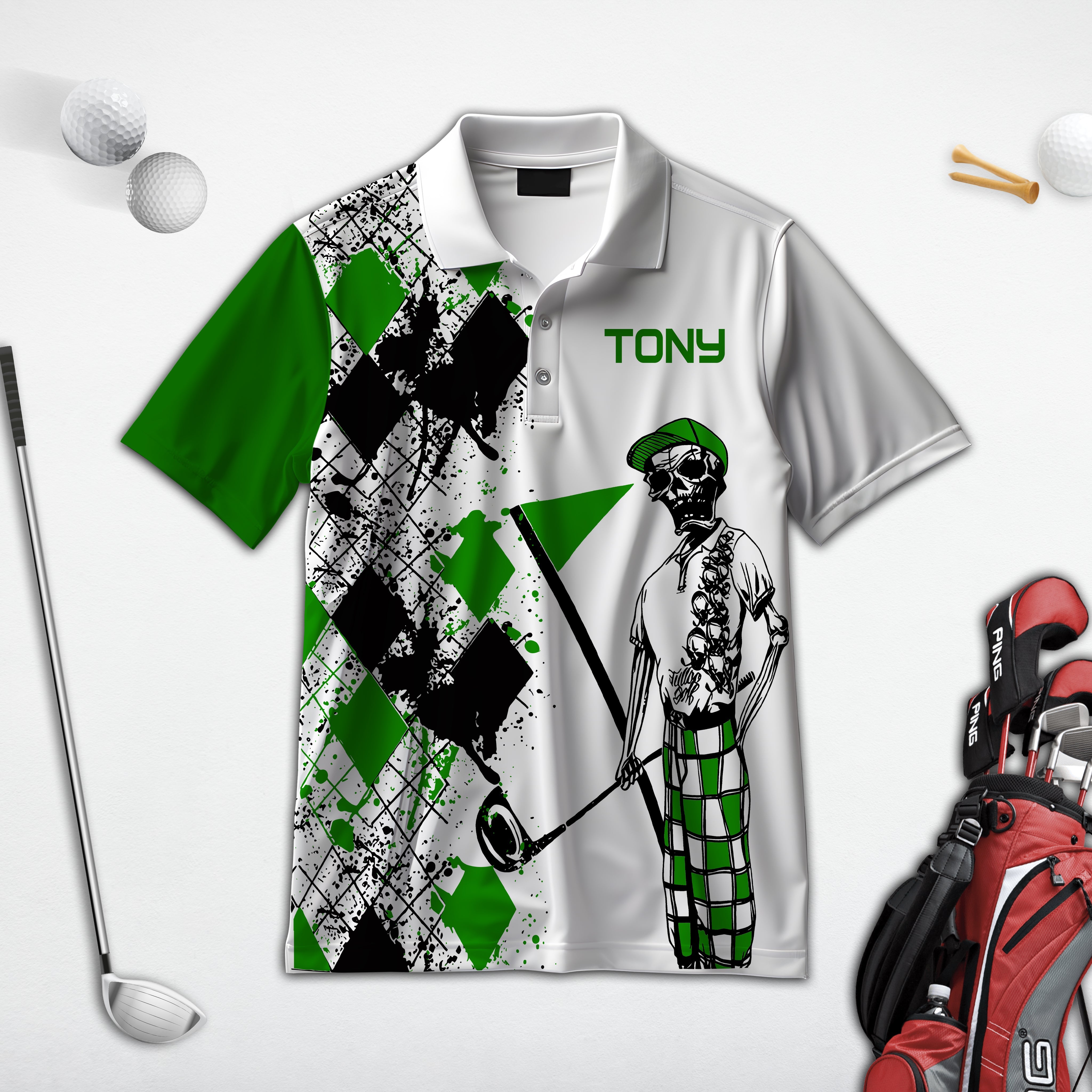Swing Swear Drink Repeat Personalized Name 3D Golf Polo Shirt, Golf Shirt, Gift For Golfers