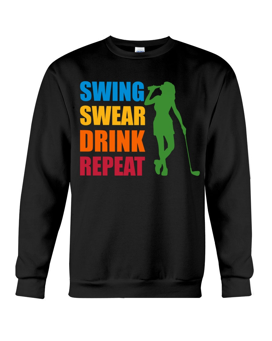 Swing Swear Drink Repeat Womens Golf Polo Shirt, Womens Golf Gifts